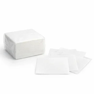 Paquete de 500 láminas separadoras de hamburguesas de papel antigrasa 15x15 cm sobre fondo blanco.